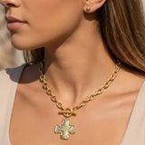 Hammered Cross Toggle Chain Necklace - Infinity Raine