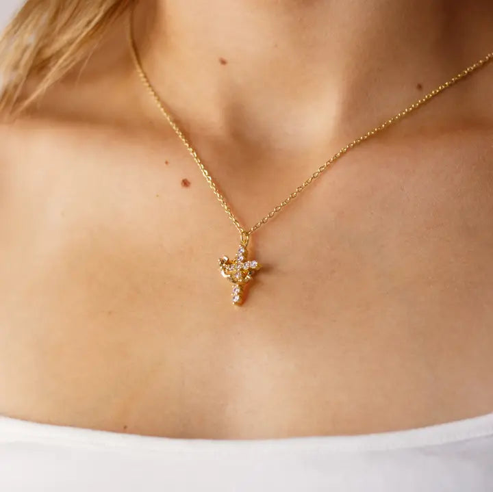 Cross With Crown Necklace - Infinity Raine