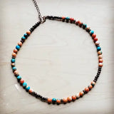 Multi Colored Turquoise Beaded Collar Necklace - Infinity Raine