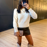 Indira Boat Neck Sweater In Oatmeal