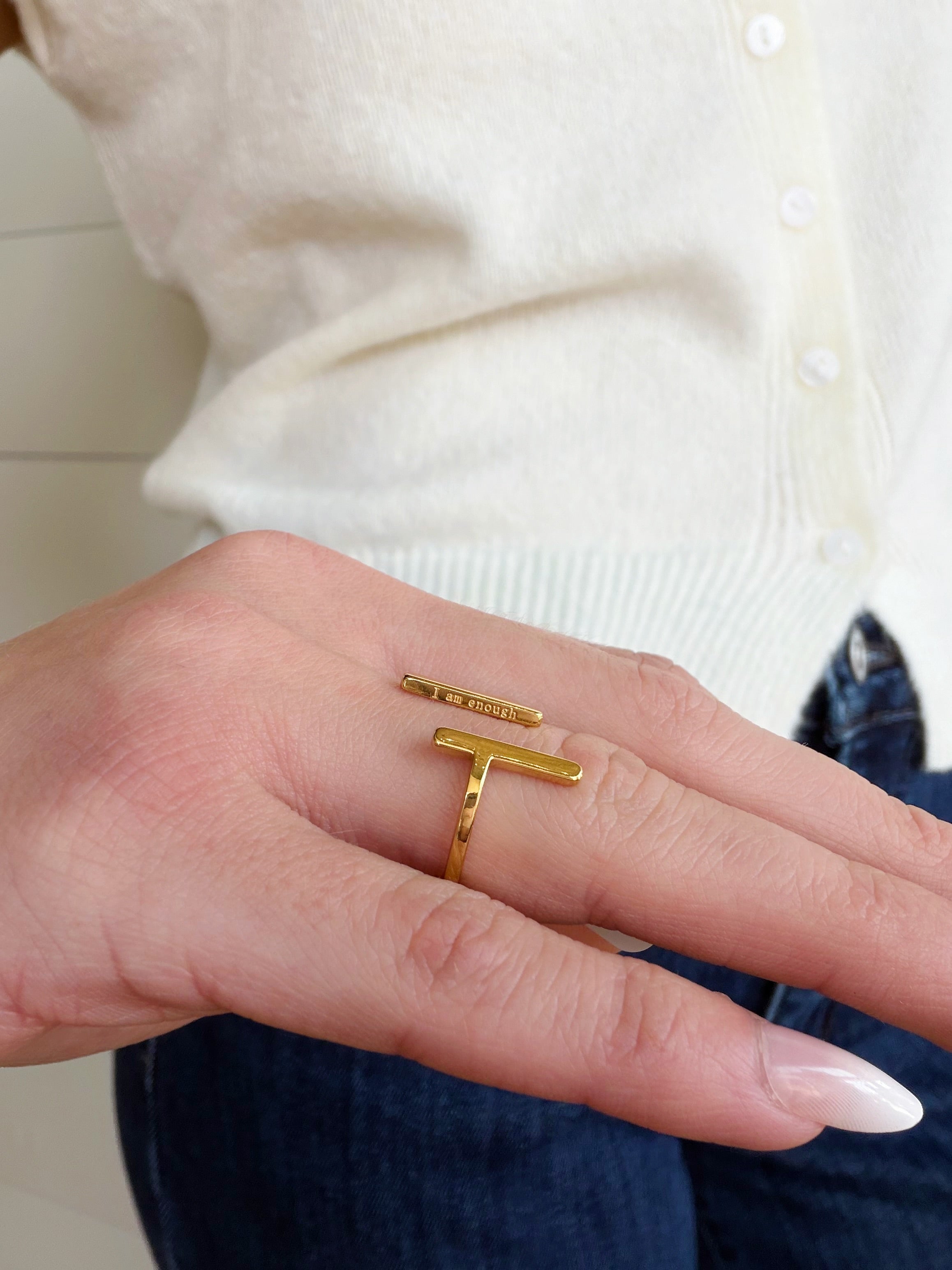 I Am Enough Double Bar Ring