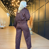 Risk Taker Faux Suede Pants In Dark Brown