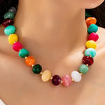 Multi Colored Resin Pebble Beaded Necklace - Infinity Raine