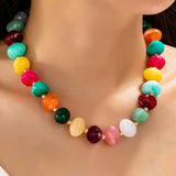 Multi Colored Resin Pebble Beaded Necklace - Infinity Raine