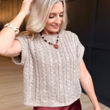 Effortless Cable Knit Sweater Tank In Grey Beige