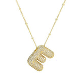 18K Gold Bubble Balloon Initial Necklace-Gold - Infinity Raine