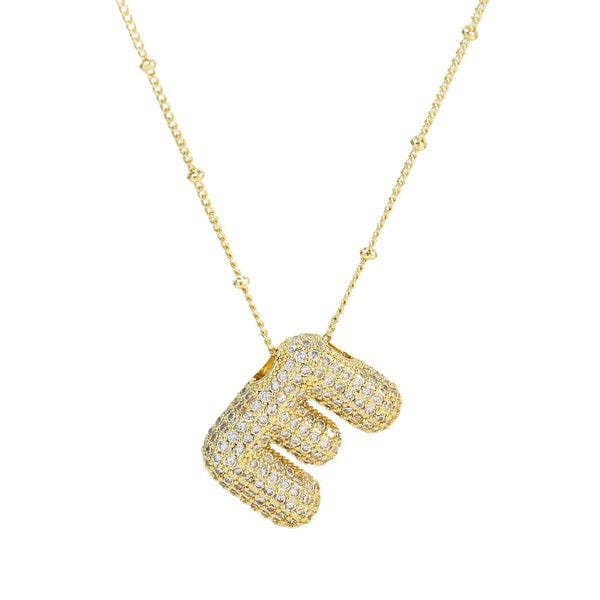 18K Gold Bubble Balloon Initial Necklace-Gold - Infinity Raine