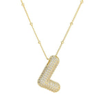 18K Gold Bubble Balloon Initial Necklace-Gold - Infinity Raine