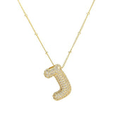 18K Gold Bubble Balloon Initial Necklace-Gold - Infinity Raine