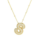 18K Gold Bubble Balloon Initial Necklace-Gold - Infinity Raine