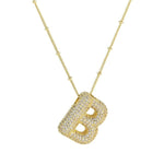 18K Gold Bubble Balloon Initial Necklace-Gold - Infinity Raine