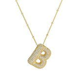 18K Gold Bubble Balloon Initial Necklace-Gold - Infinity Raine
