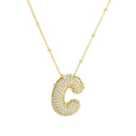 18K Gold Bubble Balloon Initial Necklace-Gold - Infinity Raine