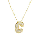 18K Gold Bubble Balloon Initial Necklace-Gold - Infinity Raine