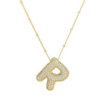 18K Gold Bubble Balloon Initial Necklace-Gold - Infinity Raine