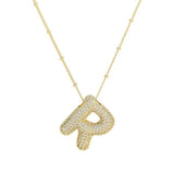 18K Gold Bubble Balloon Initial Necklace-Gold - Infinity Raine