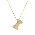 18K Gold Bubble Balloon Initial Necklace-Gold - Infinity Raine