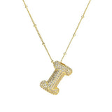 18K Gold Bubble Balloon Initial Necklace-Gold - Infinity Raine