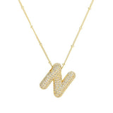 18K Gold Bubble Balloon Initial Necklace-Gold - Infinity Raine