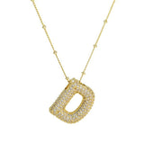 18K Gold Bubble Balloon Initial Necklace-Gold - Infinity Raine