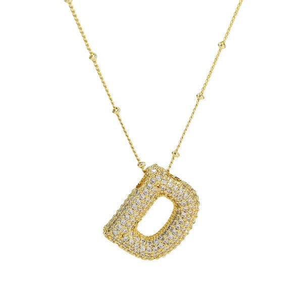 18K Gold Bubble Balloon Initial Necklace-Gold - Infinity Raine