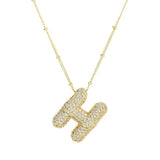 18K Gold Bubble Balloon Initial Necklace-Gold - Infinity Raine