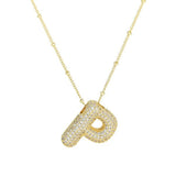 18K Gold Bubble Balloon Initial Necklace-Gold - Infinity Raine