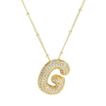 18K Gold Bubble Balloon Initial Necklace-Gold - Infinity Raine
