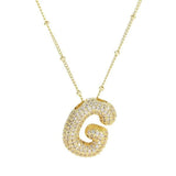 18K Gold Bubble Balloon Initial Necklace-Gold - Infinity Raine