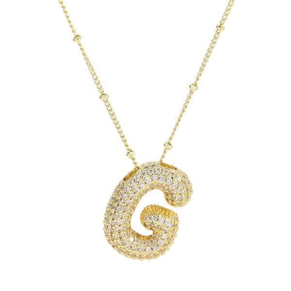 18K Gold Bubble Balloon Initial Necklace-Gold - Infinity Raine