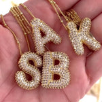 18K Gold Bubble Balloon Initial Necklace-Gold - Infinity Raine