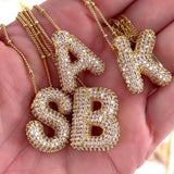 18K Gold Bubble Balloon Initial Necklace-Gold - Infinity Raine