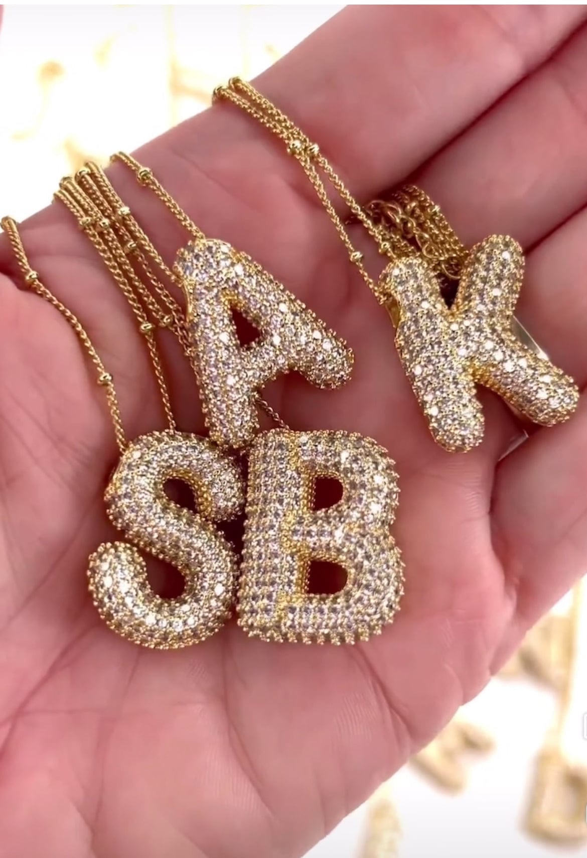 18K Gold Bubble Balloon Initial Necklace-Gold - Infinity Raine