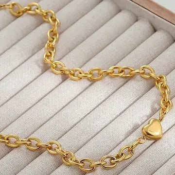 18k Stainless Steel Heart Charm Necklace In Gold - Infinity Raine