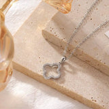 18K Stainless Steel Tarnish Free Clover Necklace In Silver - Infinity Raine