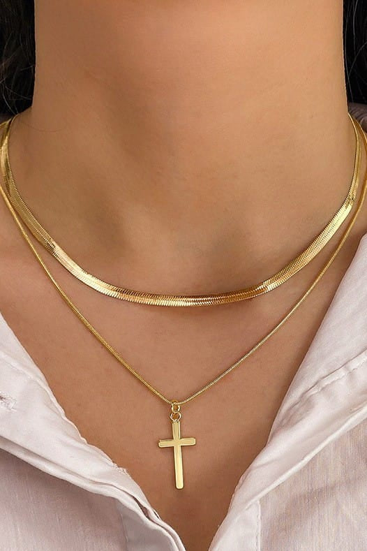 18k Stainless Steel Tarnish Free Cross Necklace - Infinity Raine