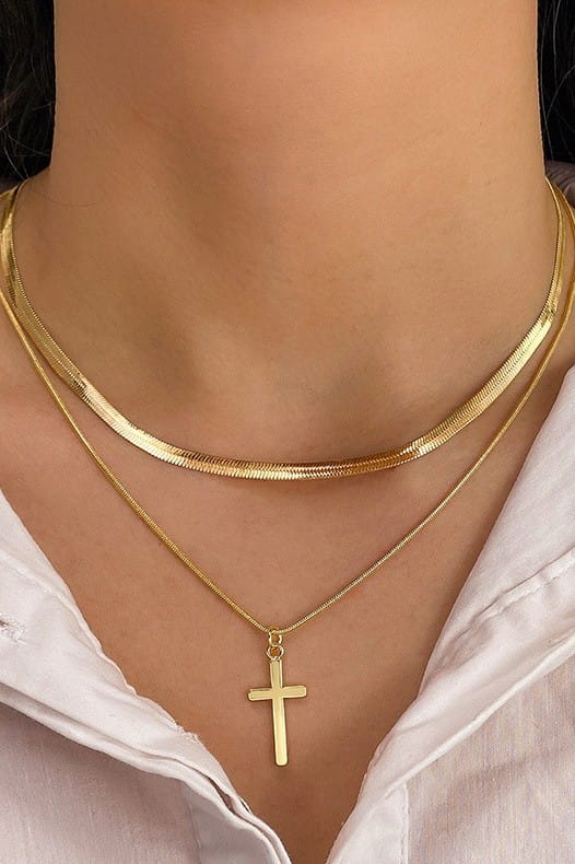 18k Stainless Steel Tarnish Free Cross Necklace - Infinity Raine