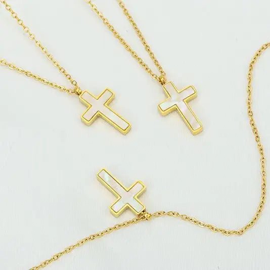 18K Stainless Steel Tarnish Free Cross Necklace In Gold - Infinity Raine
