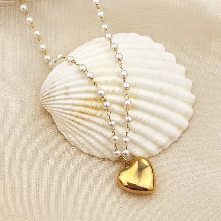 18K Stainless Steel Tarnish Free Heart Necklace In Gold - Infinity Raine