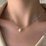 18K Stainless Steel Tarnish Free Pearl Necklace In Silver - Infinity Raine