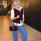 Warm Cider Sweater Vest In Burgundy