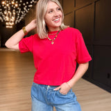 Relaxed Crop Tee In Samba Red