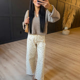 Carter Waffle Polo Sweater Knit Top In Taupe