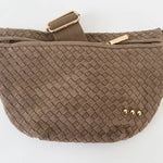 Suede Westlyn Woven Bum Bag In Suede Taupe - Infinity Raine