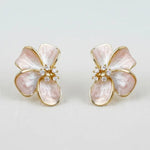 Floral Enamel Drop Earrings with Sparkling Accents - Infinity Raine