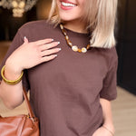 Relaxed Crop Tee In Coffee Bean - Infinity Raine