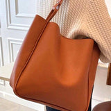 Simple Trendy Vegan Leather Shoulder Pouch Bag In Camel - Infinity Raine