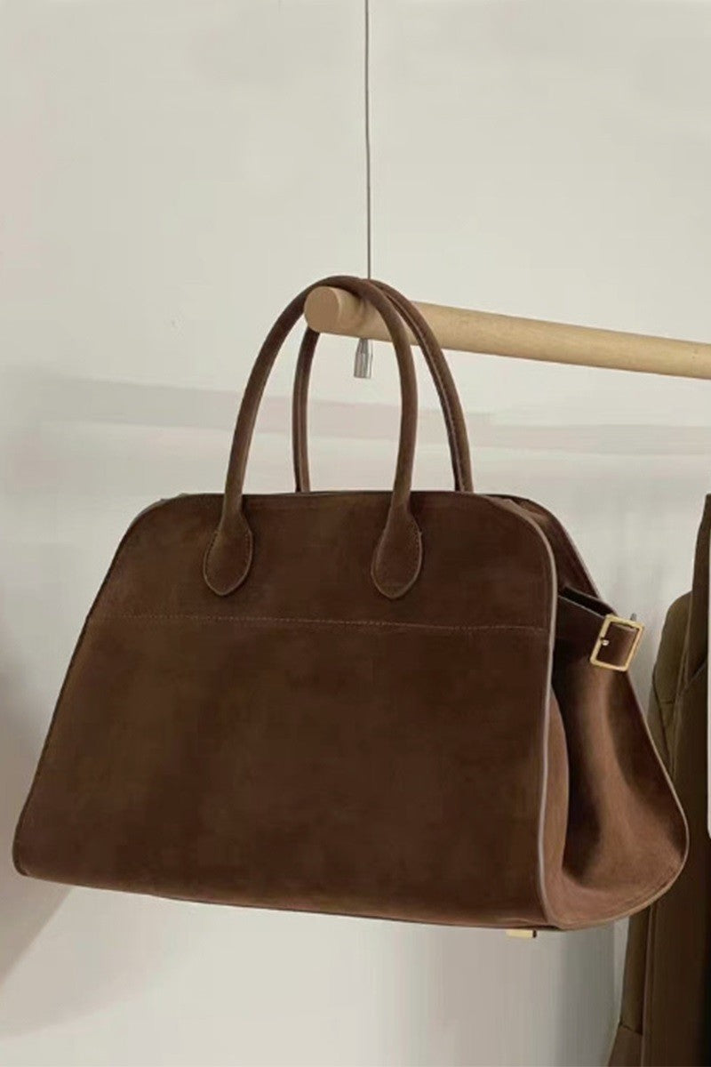 Suede Nubuck Tote Bag In Brown - Infinity Raine