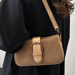 Elegant Suede Retro Buckle Bag In Light Camel - Infinity Raine