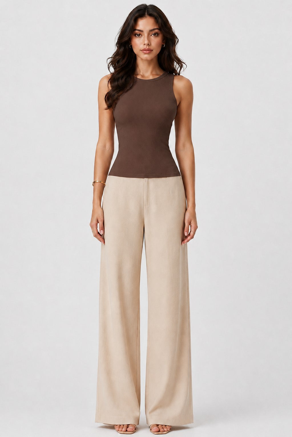 Built-in Bra Round Nk Binding Tank In Cocoa - Infinity Raine